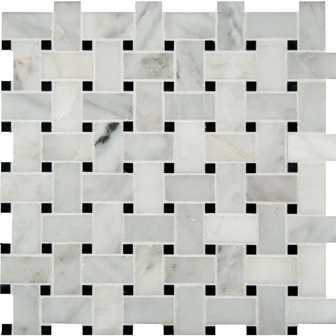 MS International Greecian White 12" x 12" Polished Basketweave Marble Mosaic