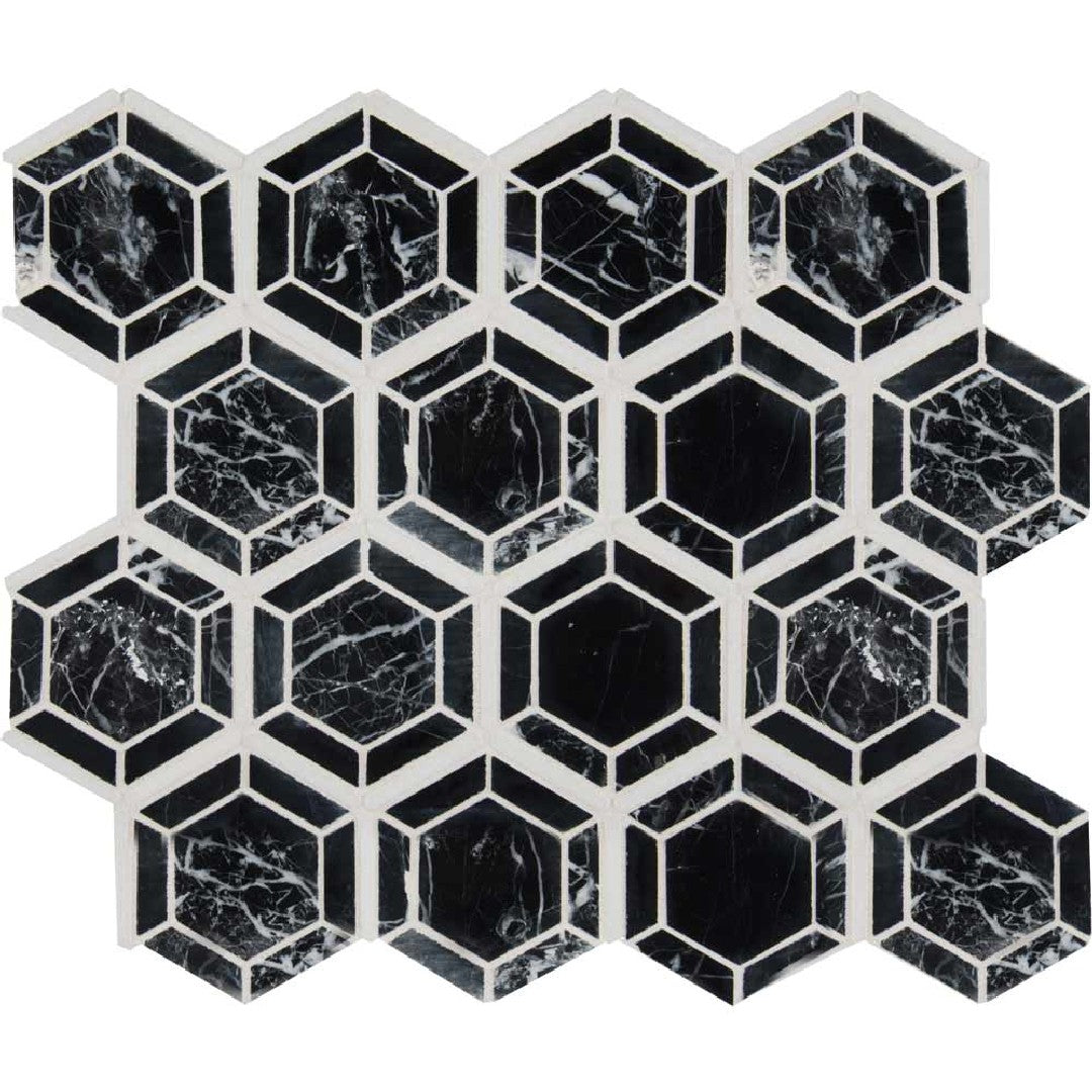 MS International Hexagono 11.50" x 13.25" Polished 2" Hexagon Marble Mosaic