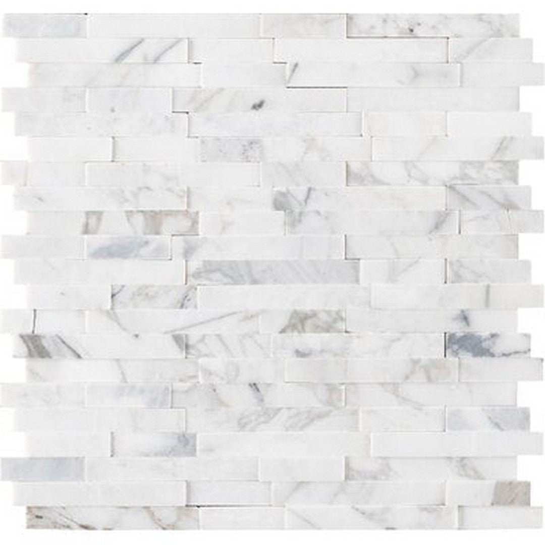 MS International Calacatta Cressa Interlocking 3D 12" x 12" Honed Marble Mosaic