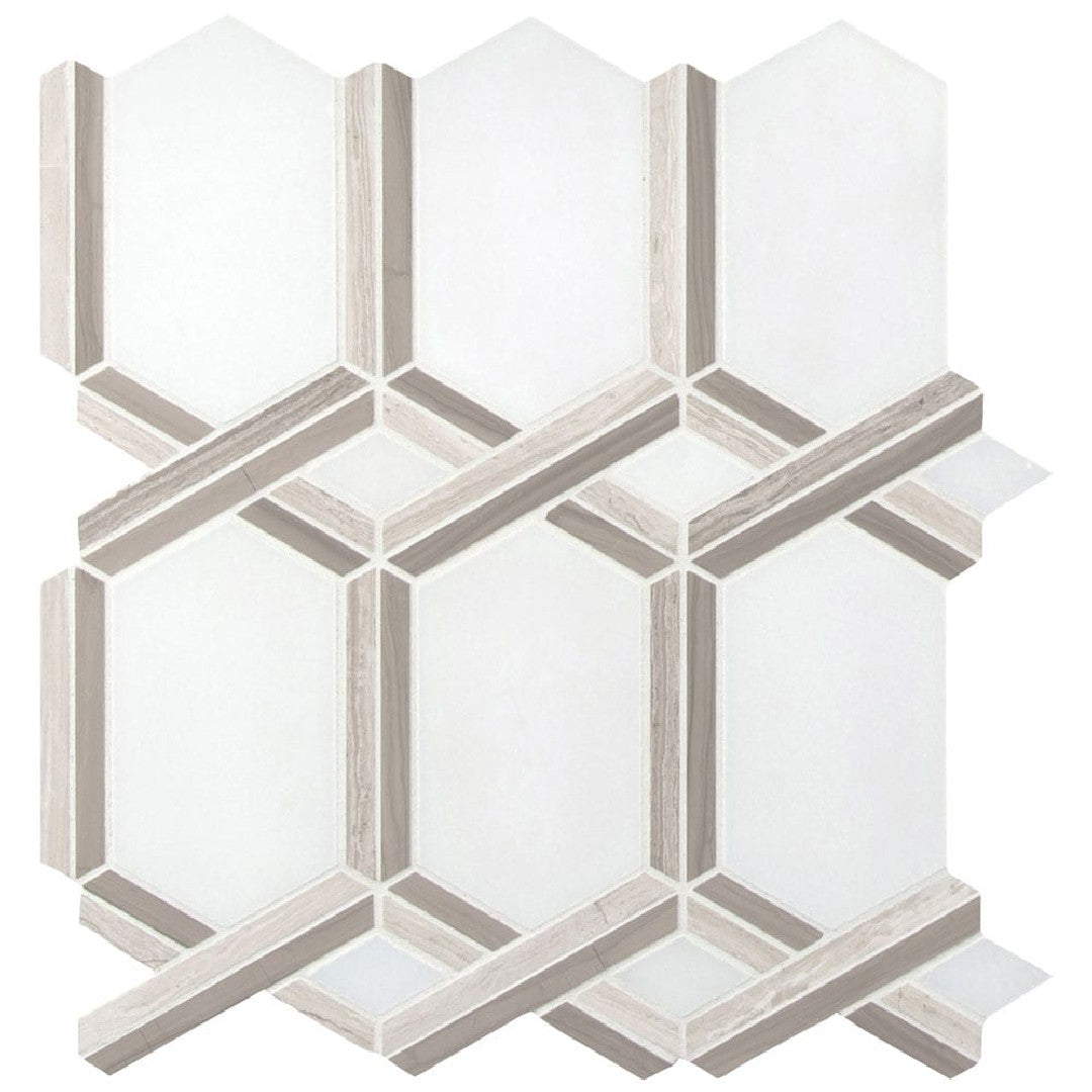 MS International Royal Link 11.81" x 13" Polished Deco Marble Mosaic