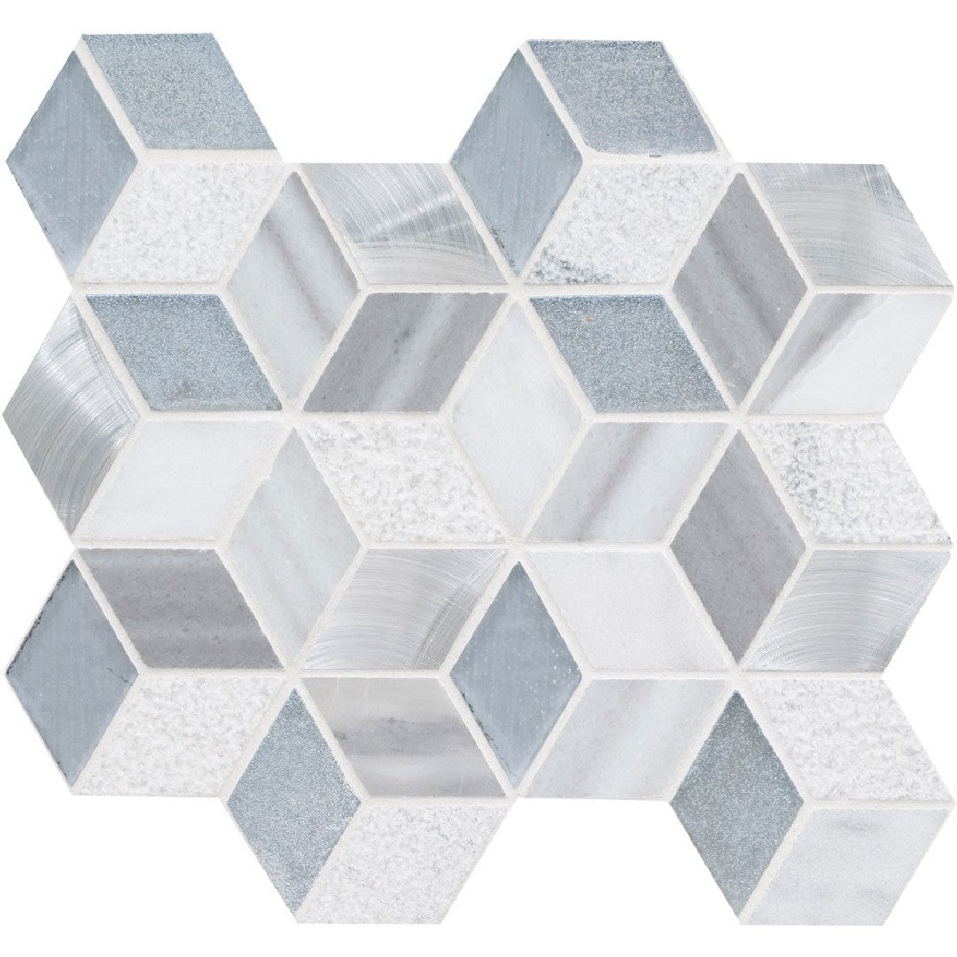 MS International Decorative Blends 11.58" x 12.56" Cube Glass Stone Metal Blend Mosaic