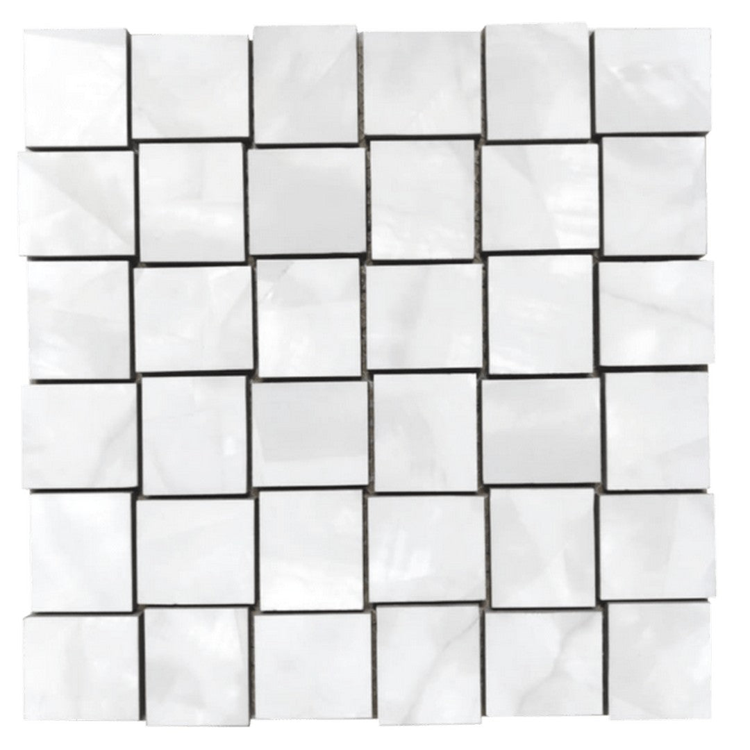 Tesoro Mother Of Pearl 12" x 12" Rectified Polished Basketweave Porcelain Mosaic