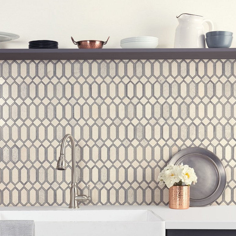 Marazzi-Castellina-Stone-Mosaics-13-x-15-Honed-Linear-Hexagon-Mosaic-White-Gray