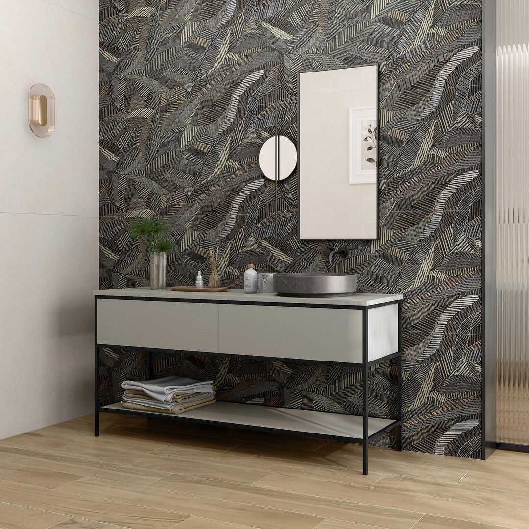 Tesoro-Tinsel-24-x-48-Rectified-Glossy-Porcelain-Leaf-Wall-Tile-Brown