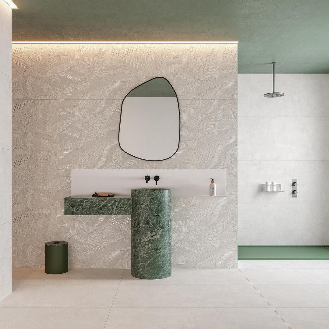 Tesoro-Tinsel-24-x-48-Rectified-Glossy-Porcelain-Leaf-Wall-Tile-White