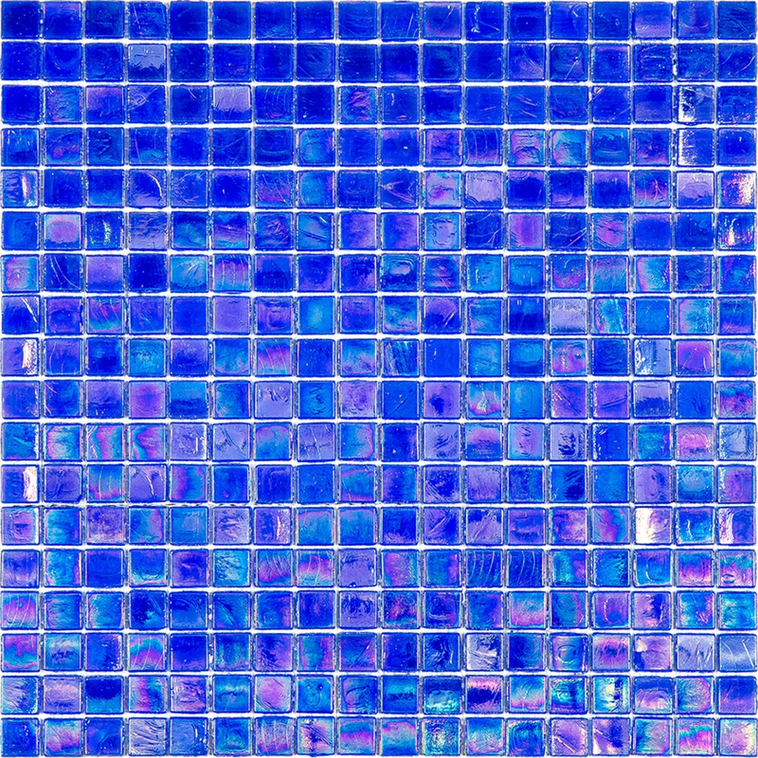 MiR Alma Solid Color 0.6" Nibble Blue 11.6" x 11.6" Glass Mosaic
