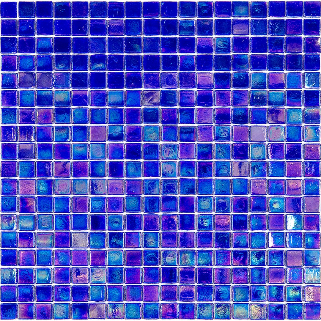 MiR Alma Solid Color 0.6" Nibble Blue 11.6" x 11.6" Glass Mosaic