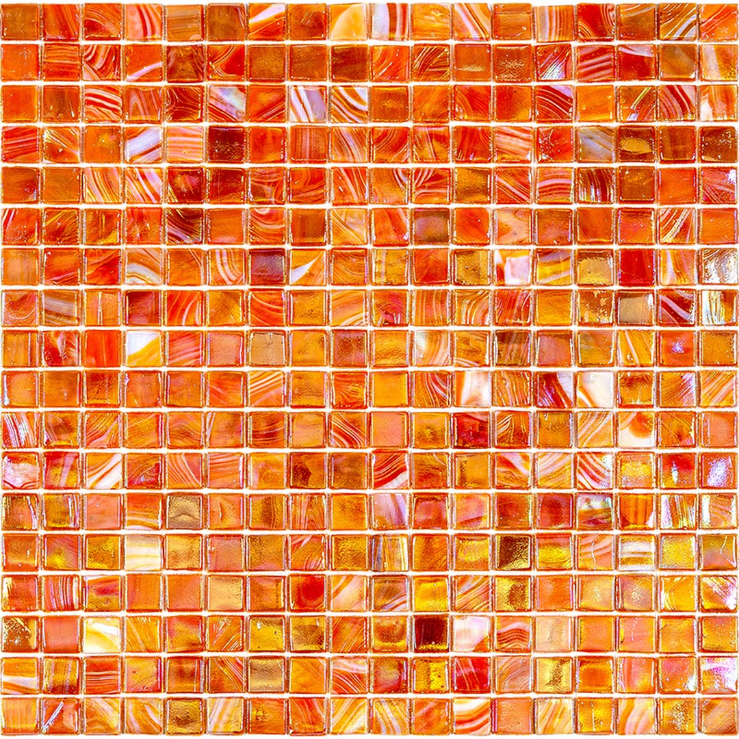 MiR Alma Solid Color 0.6" Nibble Orange 11.6" x 11.6" Glass Mosaic