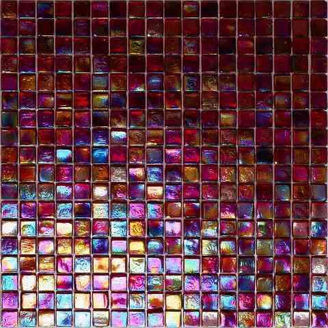 MiR Alma Solid Color 0.6" Nibble Red 11.6" x 11.6" Glass Mosaic