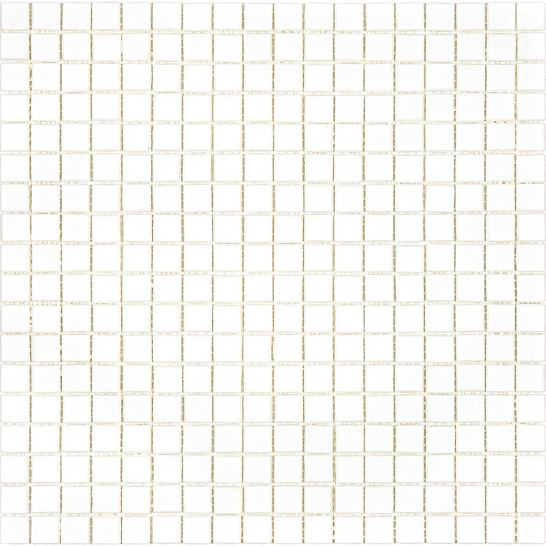 MiR Alma Solid Color 0.6" Nibble White 11.6" x 11.6" Glass Mosaic