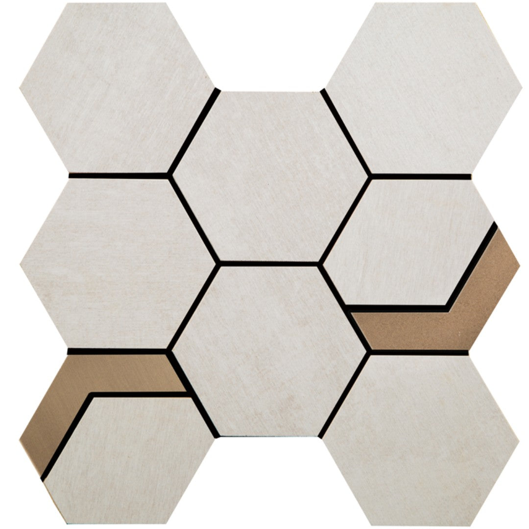 Crossville Native Metal 11" x 12" Unpolished Porcelain 2" Hexagon Mixed Mosaic