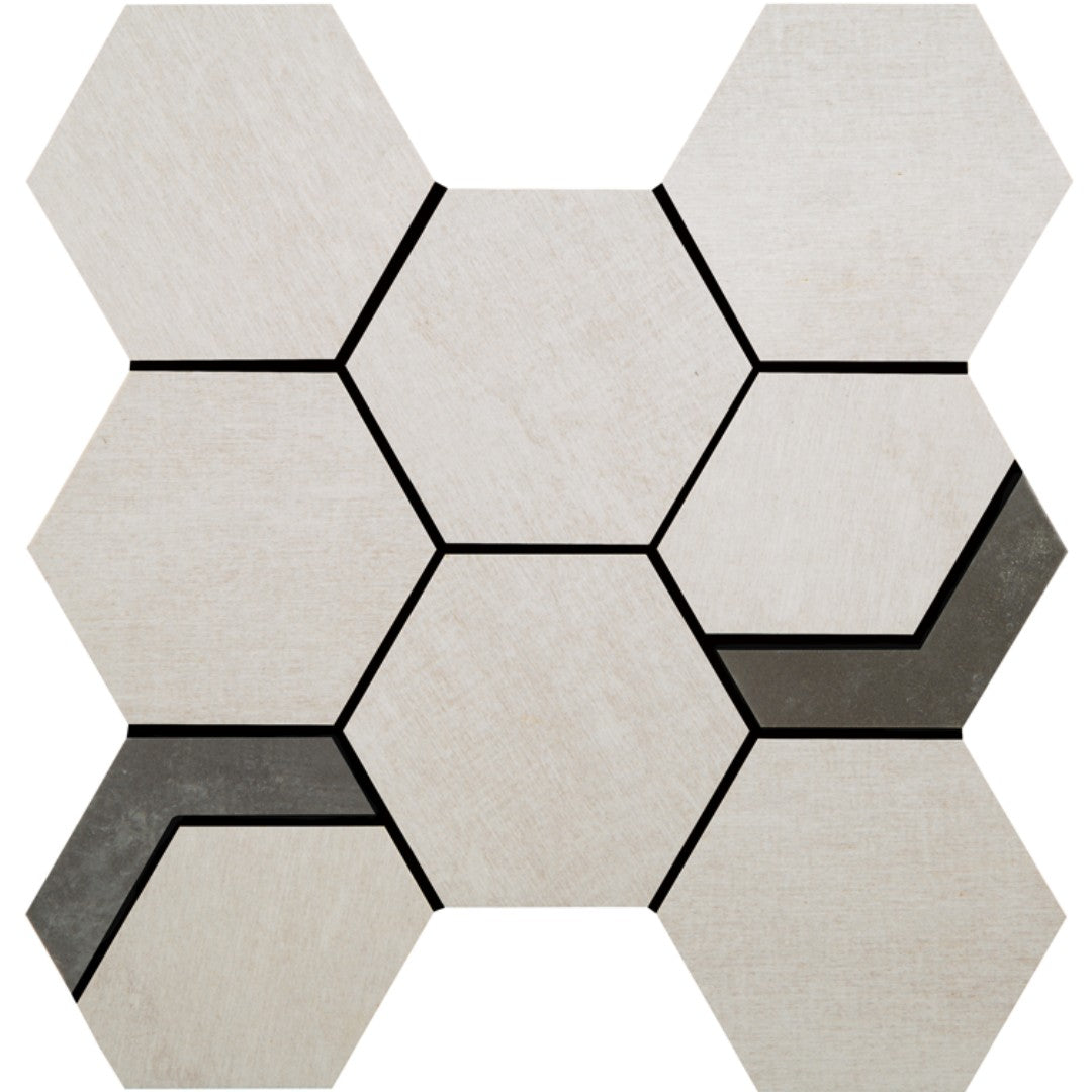 Crossville Native Metal 11" x 12" Unpolished Porcelain 2" Hexagon Mixed Mosaic
