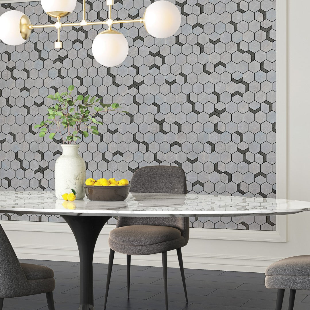 Crossville-Native-Metal-11-x-12-Unpolished-Porcelain-2-Hexagon-Mixed-Mosaic-Crucible-Steel-With-Iron