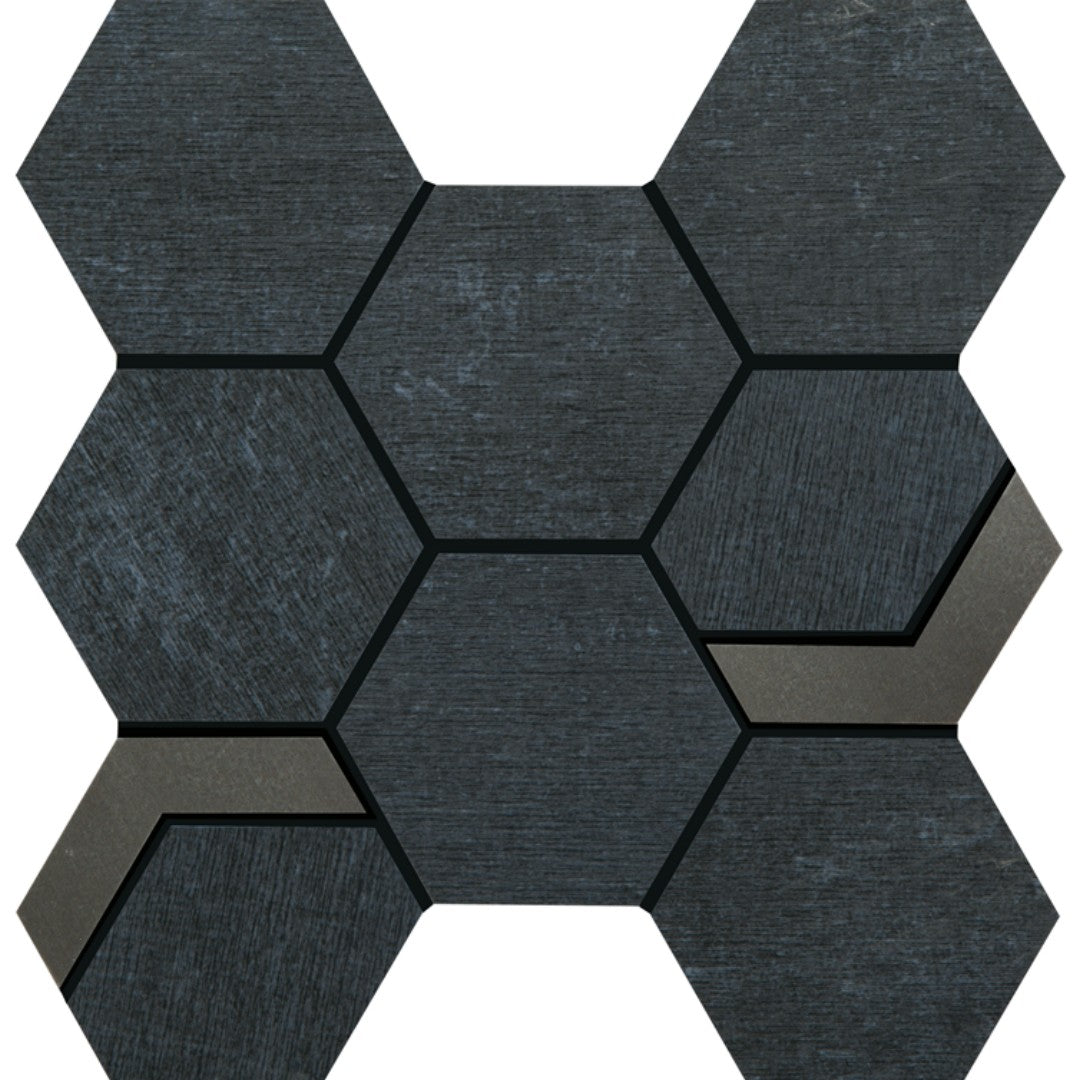 Crossville Native Metal 11" x 12" Unpolished Porcelain 2" Hexagon Mixed Mosaic