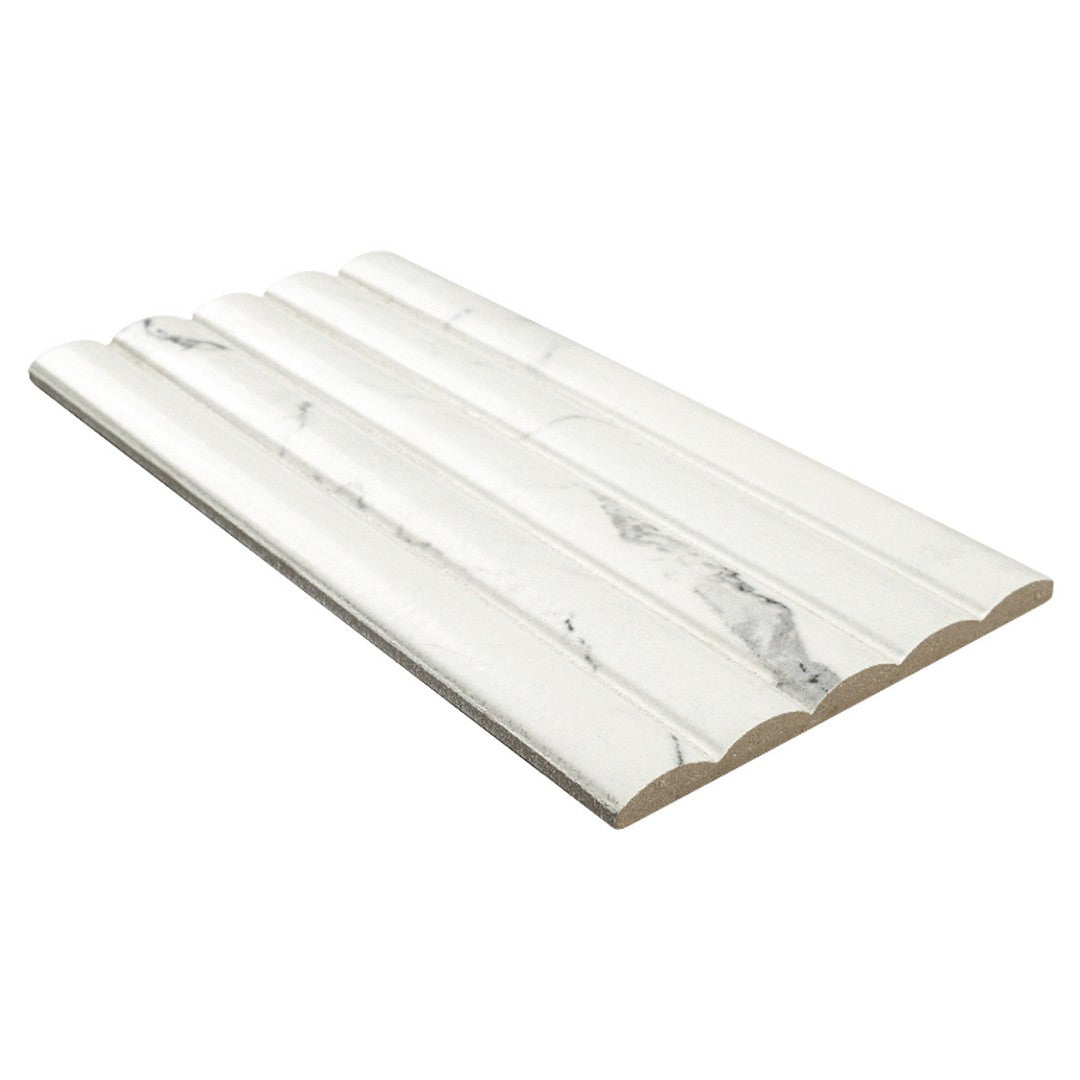 MS International Scanalato Calacatta 5" x 10" Satin Fluted Porcelain Tile
