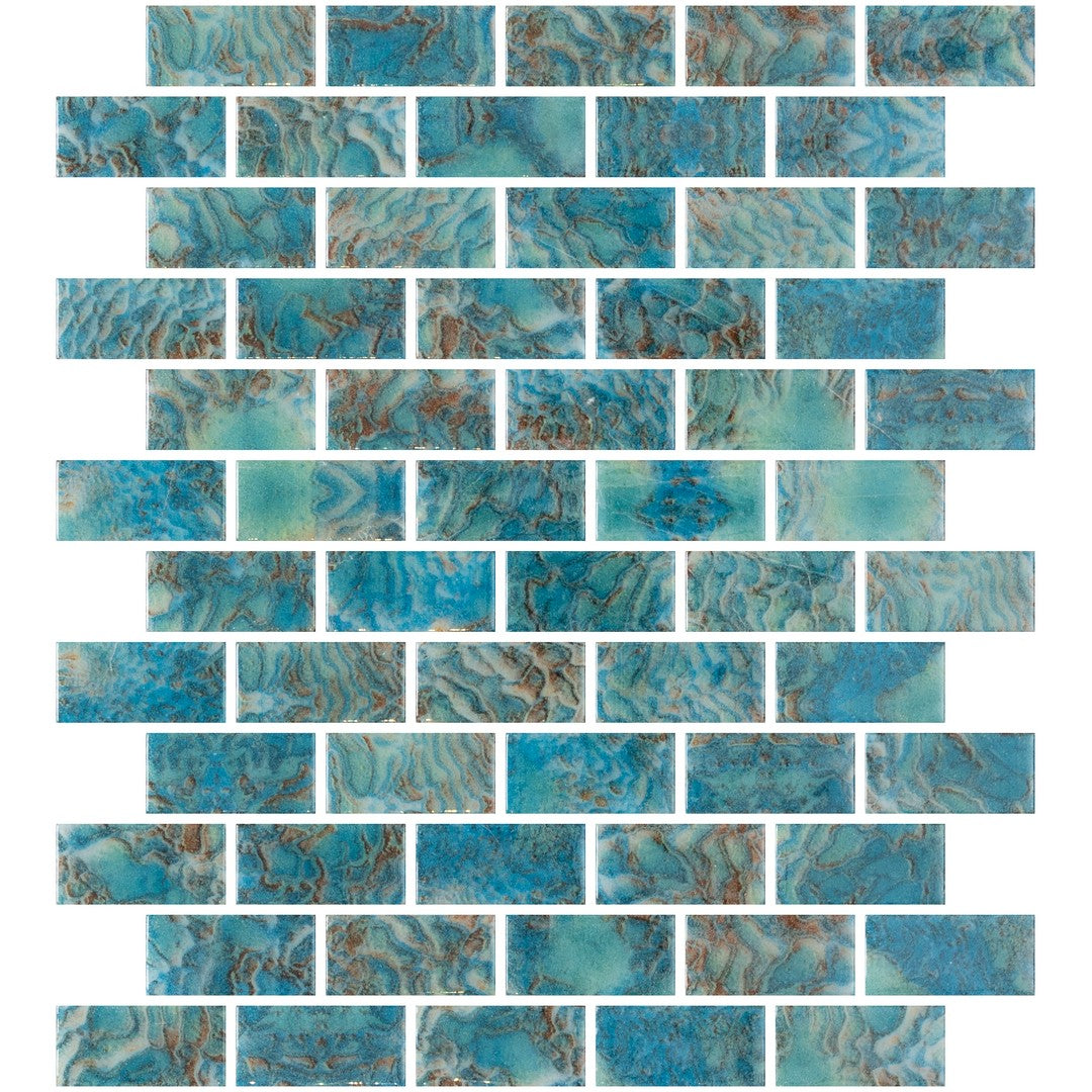 Tesoro Vanguard 12.25" x 10" Interlocking 1x2" Glass Mosaic