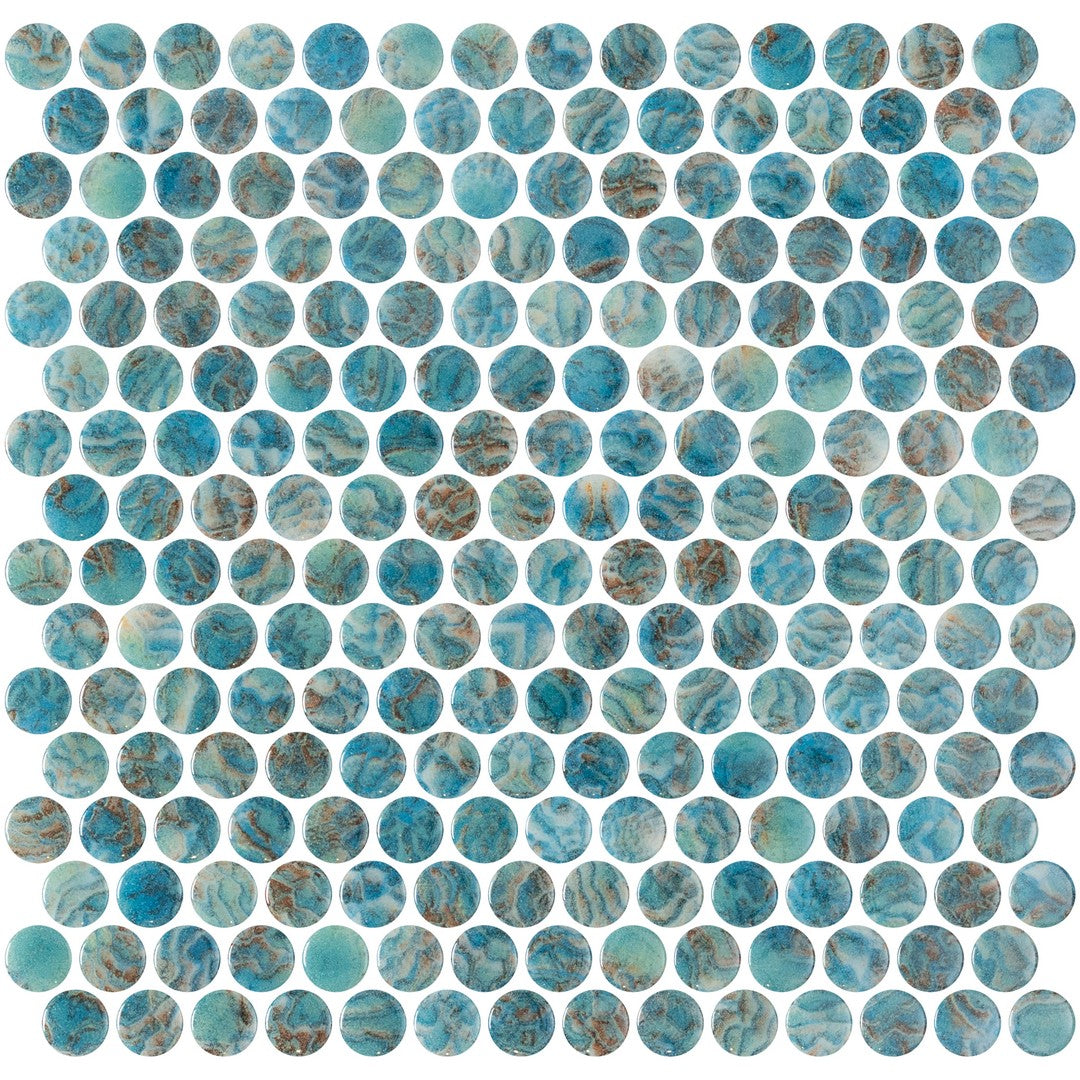 Tesoro Vanguard 11" x 11" Interlocking Penny Round Glass Mosaic