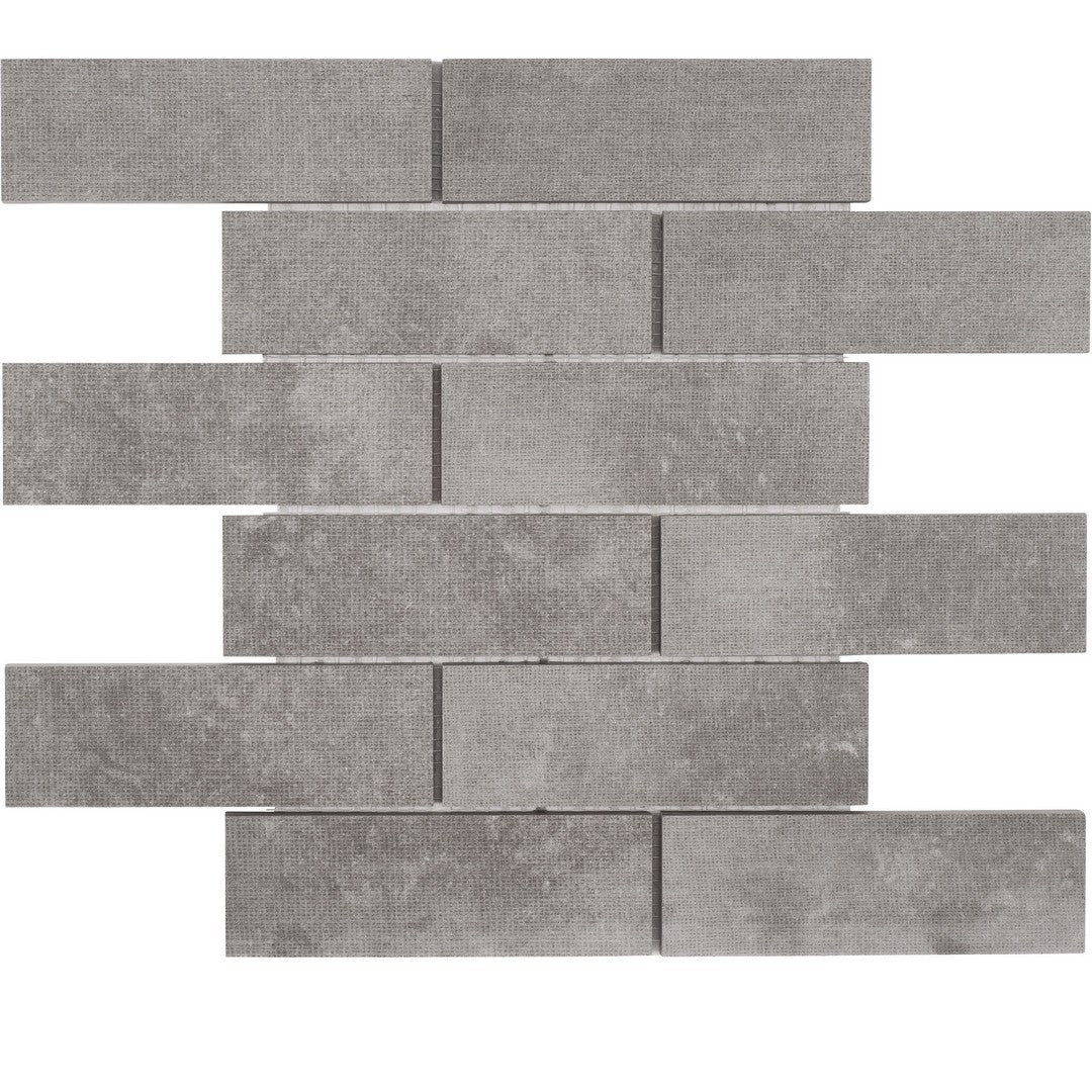 Tesoro Fusion Fabric 12" x 12" Pressed Matte Staggered Porcelain Mosaic