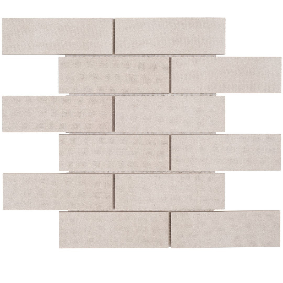 Tesoro Fusion Fabric 12" x 12" Pressed Matte Staggered Porcelain Mosaic