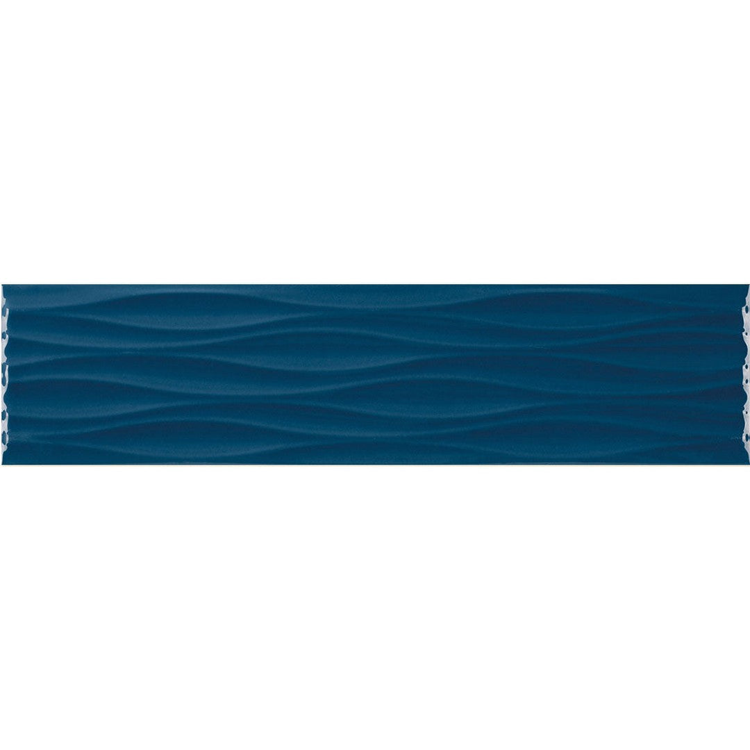 Tesoro Krea 4" x 16" Pressed Glossy Ceramic Ripple Deco Wall Tile