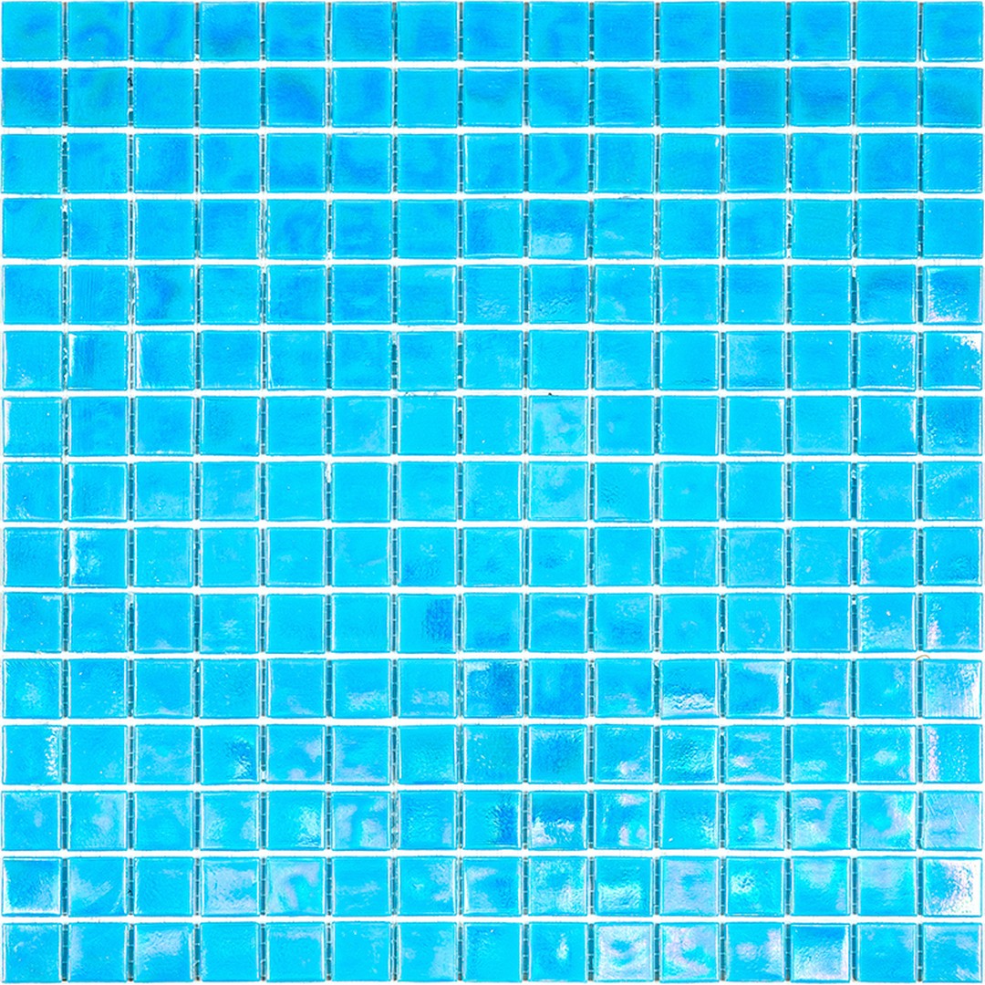 MiR Alma Solid Color 0.8" Pearly Blue 12" x 12" Glass Mosaic