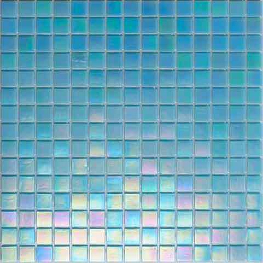 MiR Alma Solid Color 0.8" Pearly Blue 12" x 12" Glass Mosaic