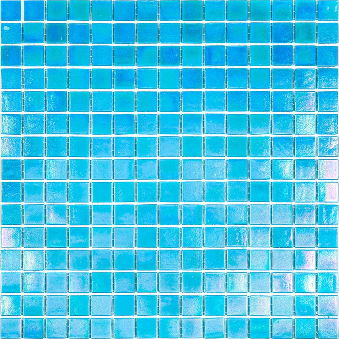 MiR Alma Solid Color 0.8" Pearly Blue 12" x 12" Glass Mosaic