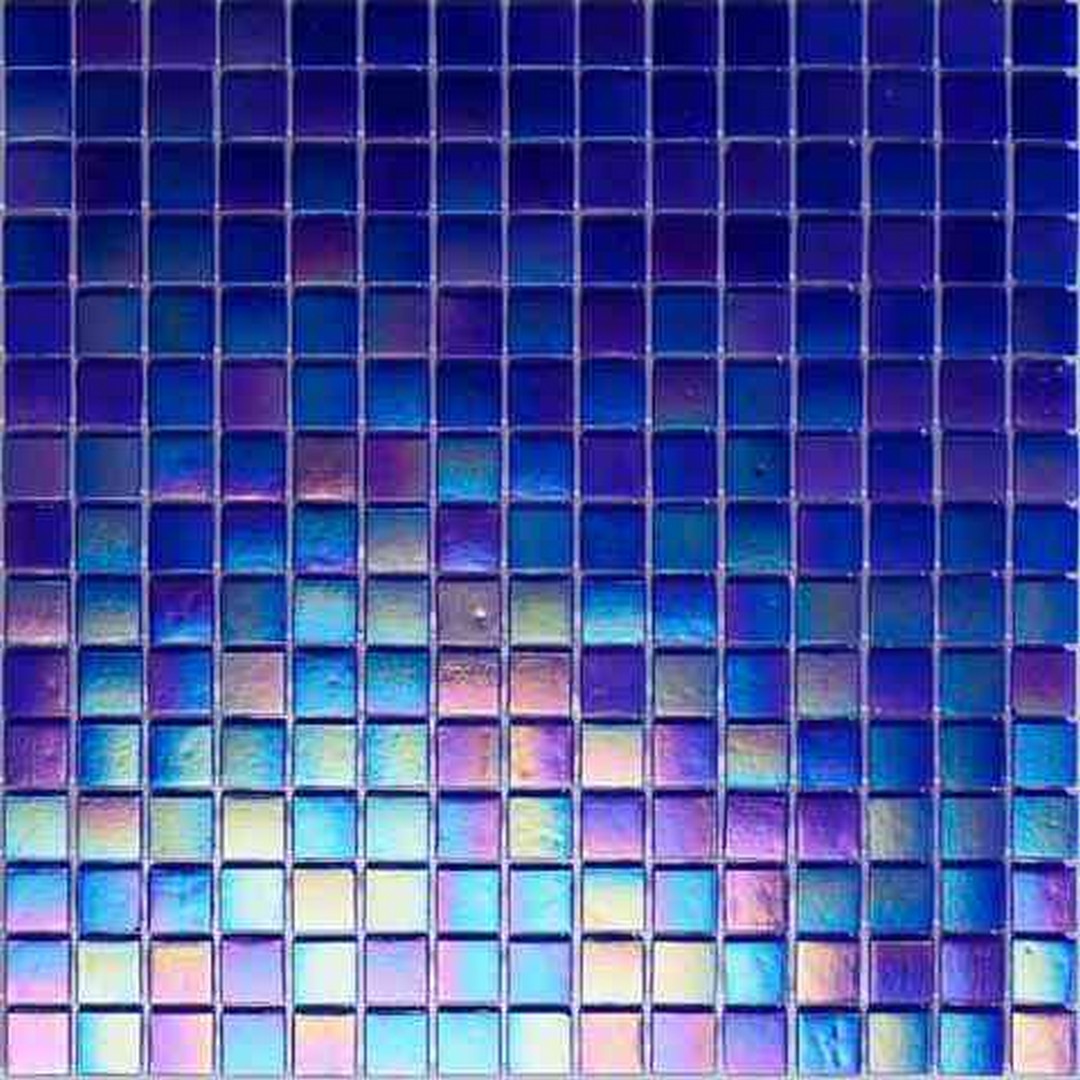 MiR Alma Solid Color 0.8" Pearly Blue 12" x 12" Glass Mosaic