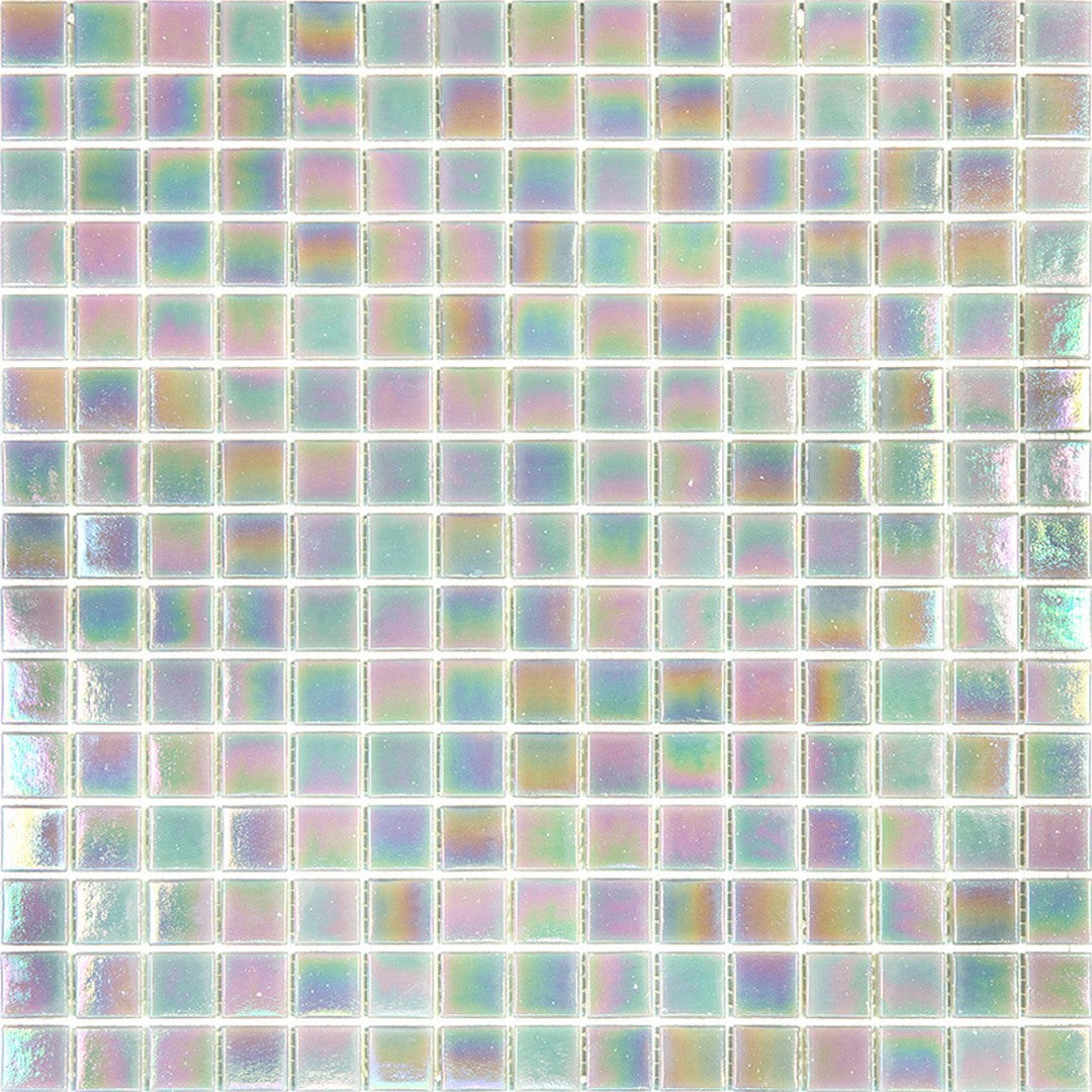 MiR Alma Solid Color 0.8" Pearly Grey 12" x 12" Glass Mosaic