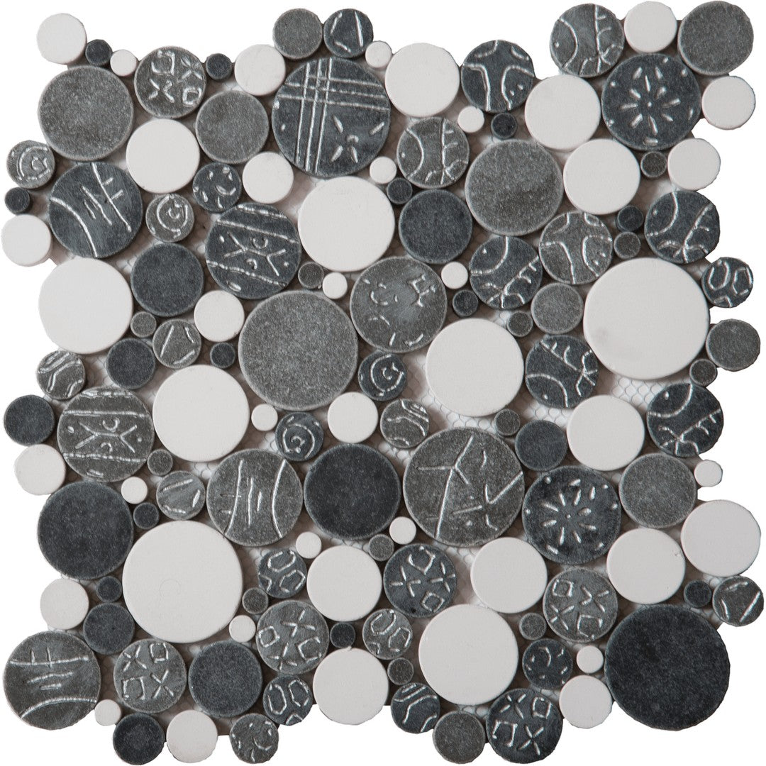 Bati Orient Exotic 12" x 12" Reconstituted Round Natural Stone Mosaic