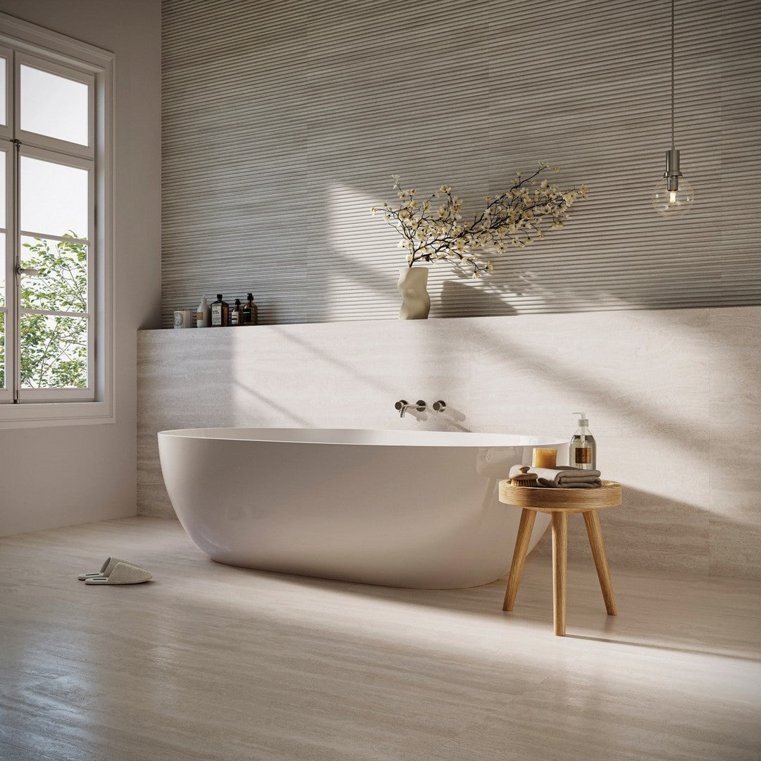Bedrosians-Tivoli-24-x-48-Matte-Porcelain-Fluted-Deco-(Convesso)-Tile-Alba