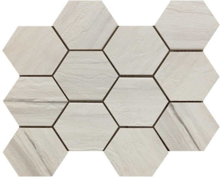 Happy Floors Paint Stone 12" x 13" Interlocking Natural Porcelain Hexagon Mosaic