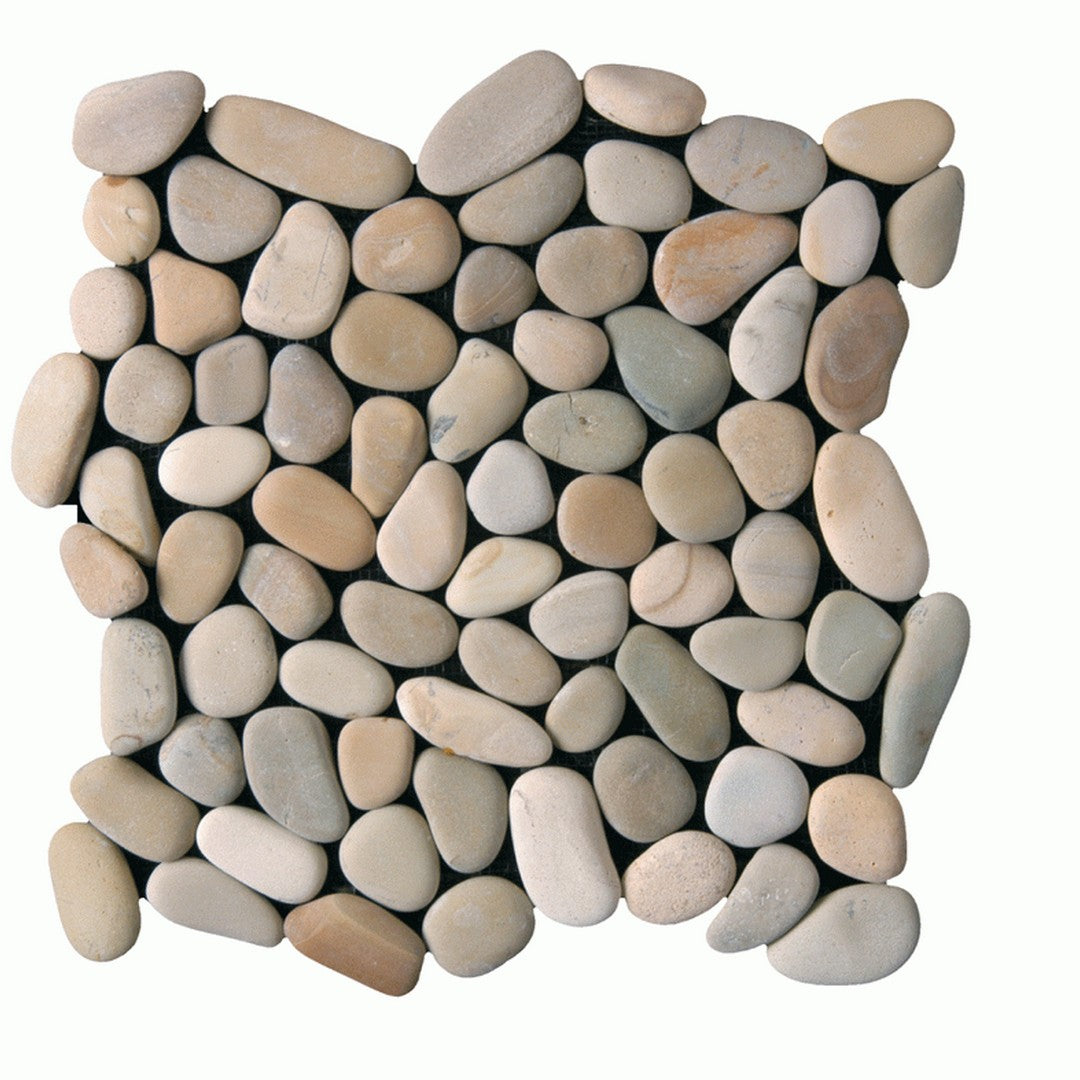 Maniscalco Botany Bay Pebbles 12" x 12" Natural River Rock Mosaic