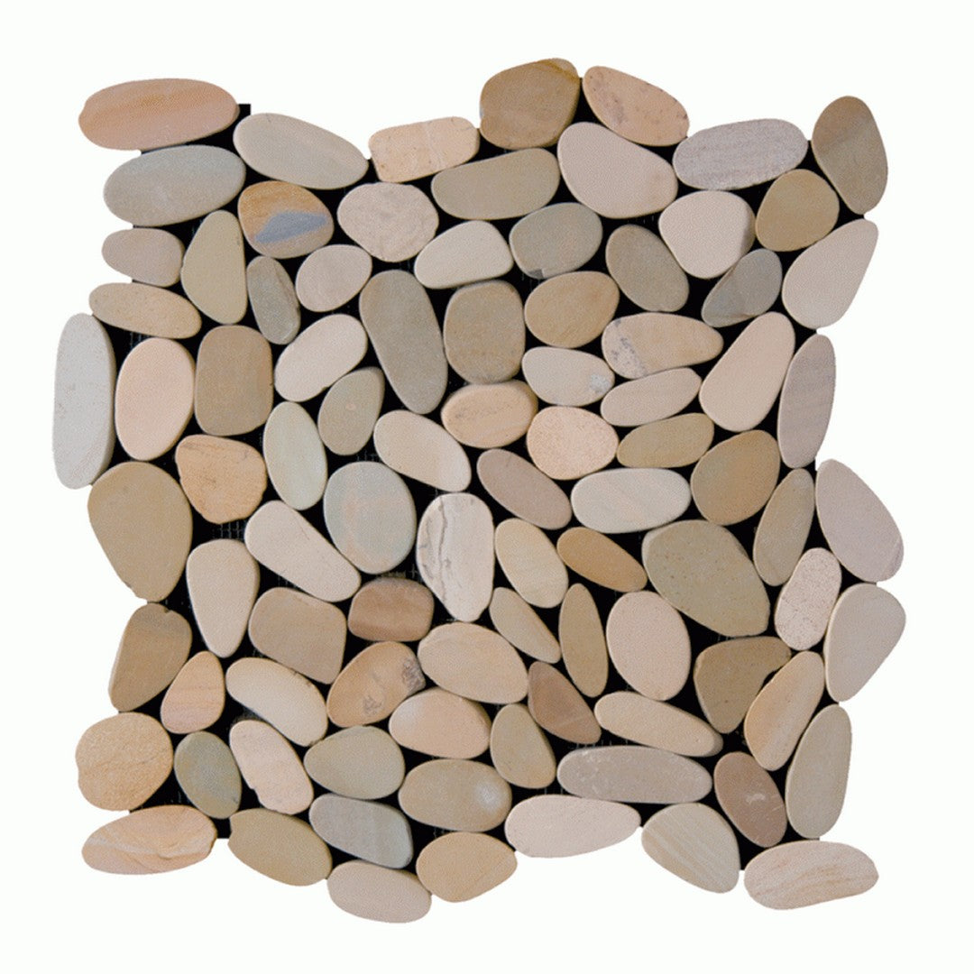 Maniscalco Botany Bay Pebbles 12" x 12" Sliced River Rock Mosaic