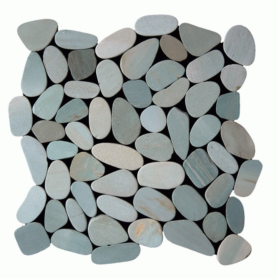 Maniscalco Botany Bay Pebbles 12" x 12" Sliced River Rock Mosaic