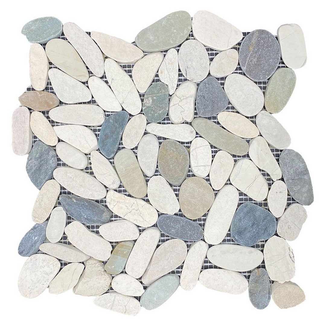 Maniscalco Botany Bay Pebbles 12" x 12" Sliced River Rock Mosaic