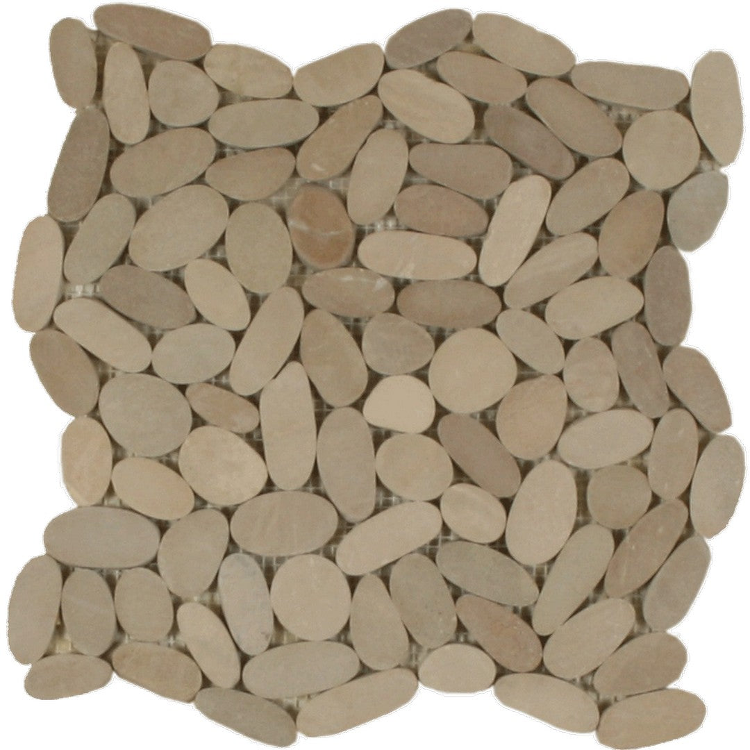 Maniscalco Botany Bay Pebbles 12" x 12" Sliced River Rock Mosaic