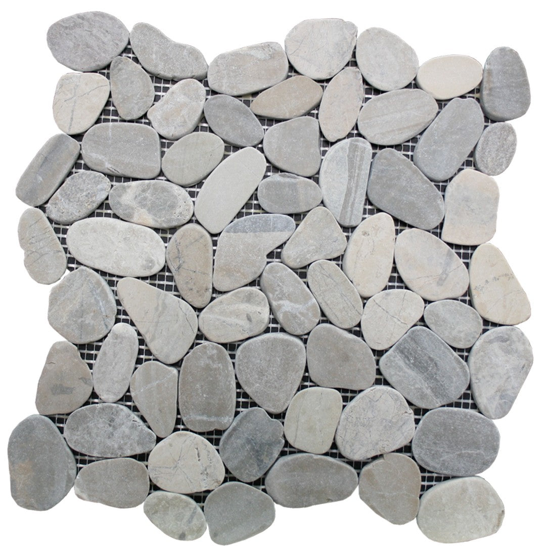 Maniscalco Botany Bay Pebbles 12" x 12" Sliced River Rock Mosaic