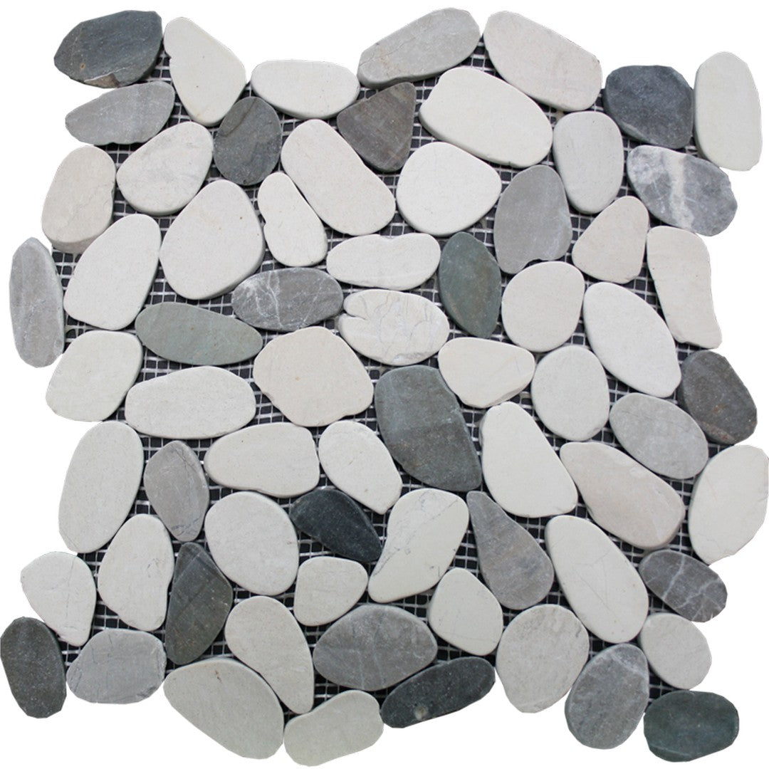 Maniscalco Botany Bay Pebbles 12" x 12" Sliced River Rock Mosaic