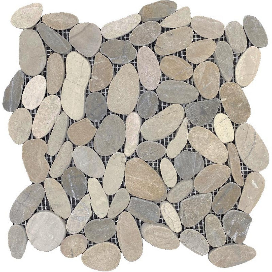 Maniscalco Botany Bay Pebbles 12" x 12" Sliced River Rock Mosaic