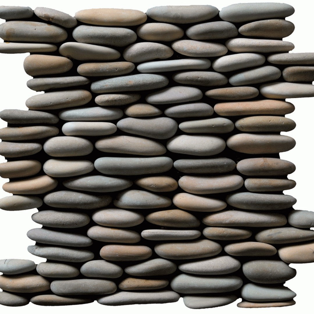 Maniscalco Botany Bay Pebbles 12" x 12" Natural Stacked River Rock Mosaic