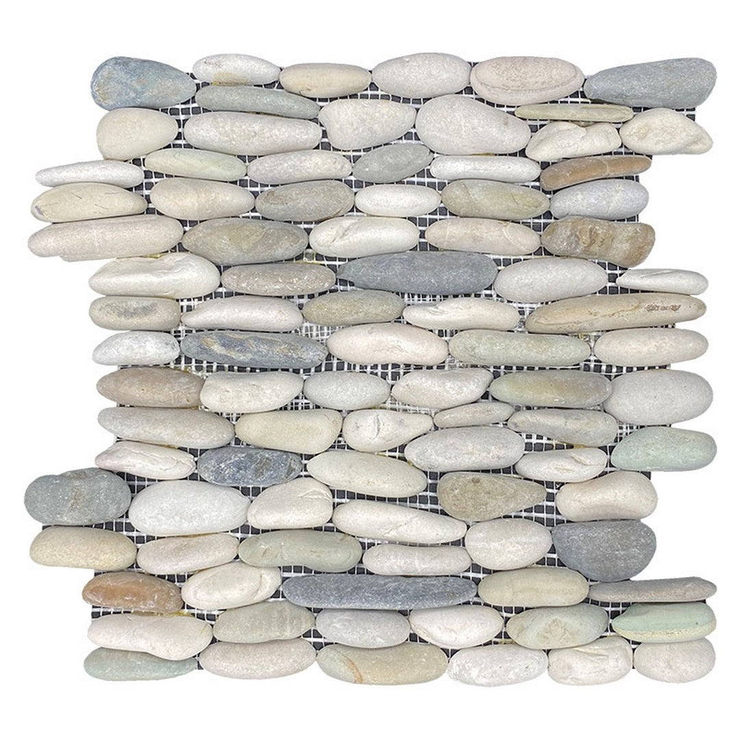 Maniscalco Botany Bay Pebbles 12" x 12" Natural Stacked River Rock Mosaic