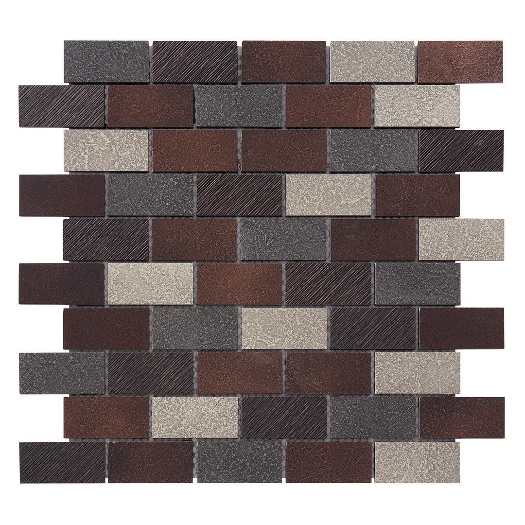 Questech Twill 11.75" x 11.75" Metal Brickjoint Mosaic