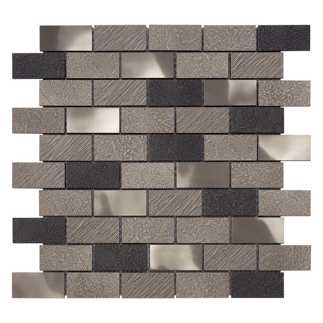 Questech Twill 11.75" x 11.75" Metal Brickjoint Mosaic