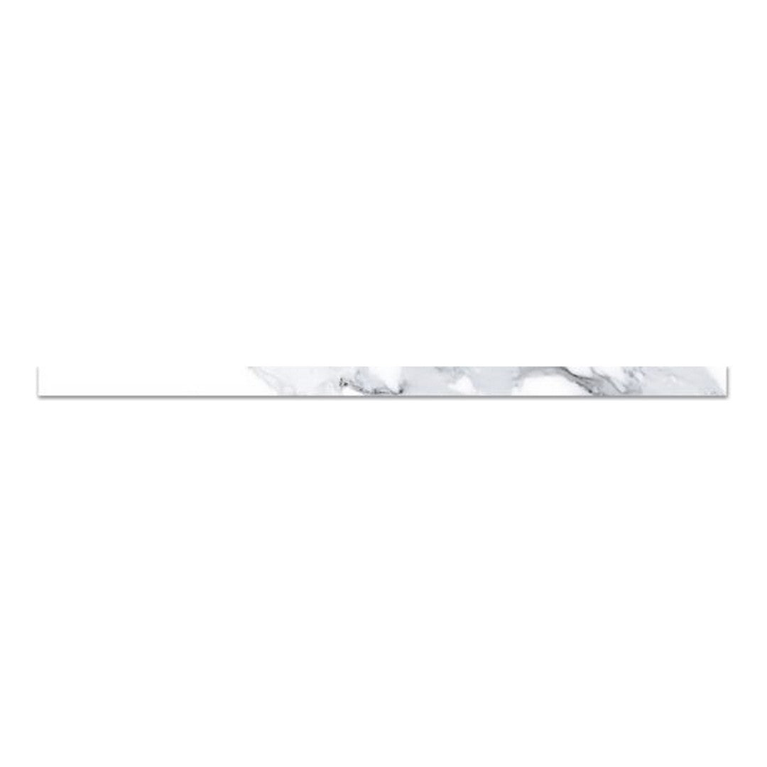 Qualis Ceramica Carrara 0.39" x 9" Glossy Ceramic Bullnose