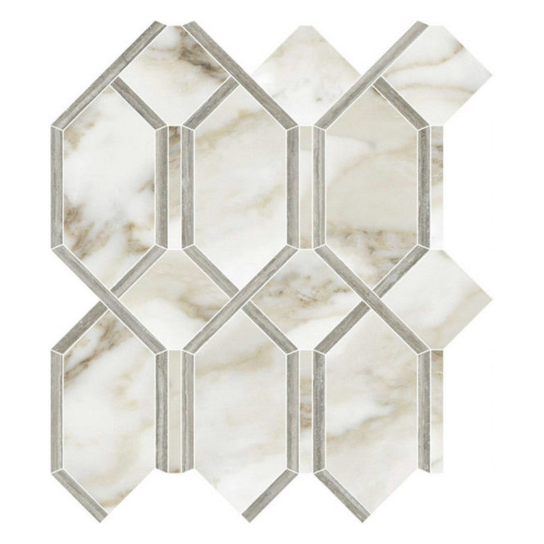 Qualis Ceramica Luxury 12" x 13" Rectified Polished Porcelain Modella Mosaic