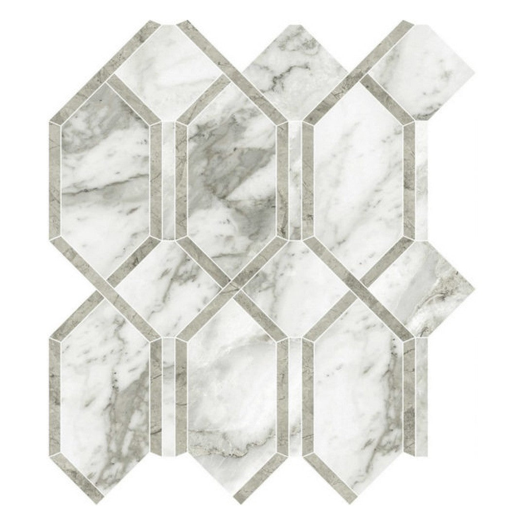 Qualis Ceramica Luxury 12" x 13" Rectified Polished Porcelain Modella Mosaic