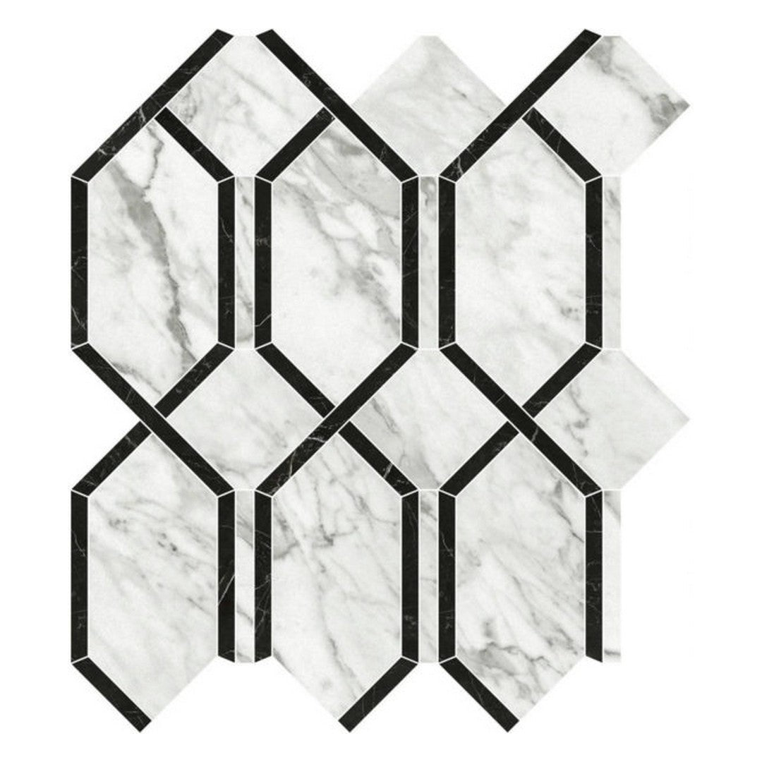 Qualis Ceramica Luxury 12" x 13" Rectified Polished Porcelain Modella Mosaic