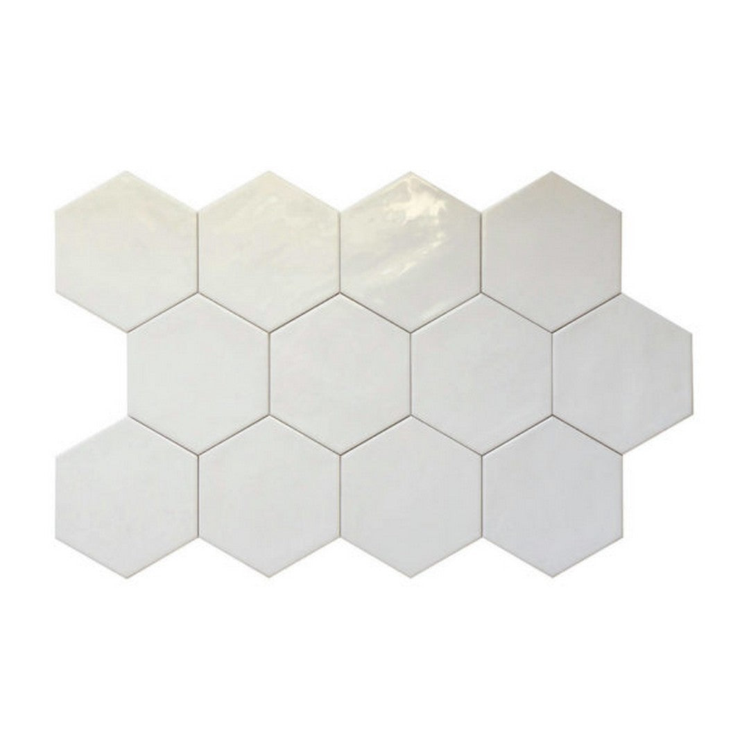 Qualis-Ceramica-Ronda-5.5-x-6.3-Glossy-Porcelain-Hexagon-Tile-White