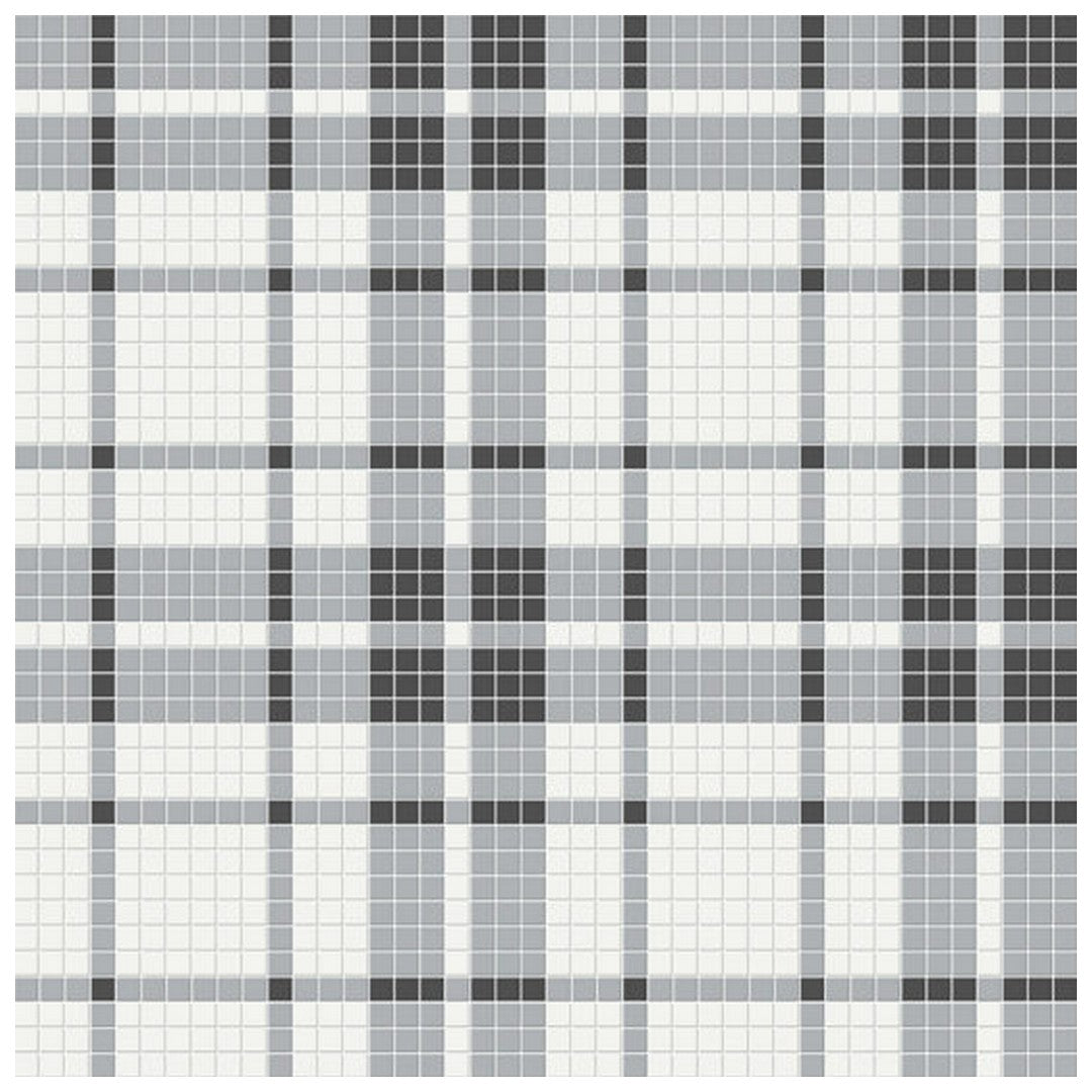 Qualis Ceramica Traditions 13.58" x 13.58" Matte Porcelain Plaid Pattern Mosaic